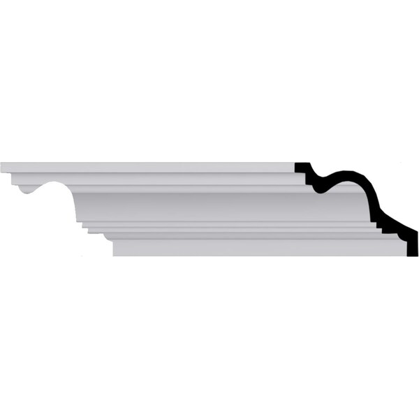 Ekena Millwork 4 5/8"H x 3 1/2"P x 5 3/4"F x 94 1/2"L Elsinore Traditional Smooth Crown Moulding MLD04X03X05EL - main